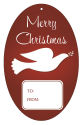 Vertical Oval Red Dove To From Christmas Hang Tag